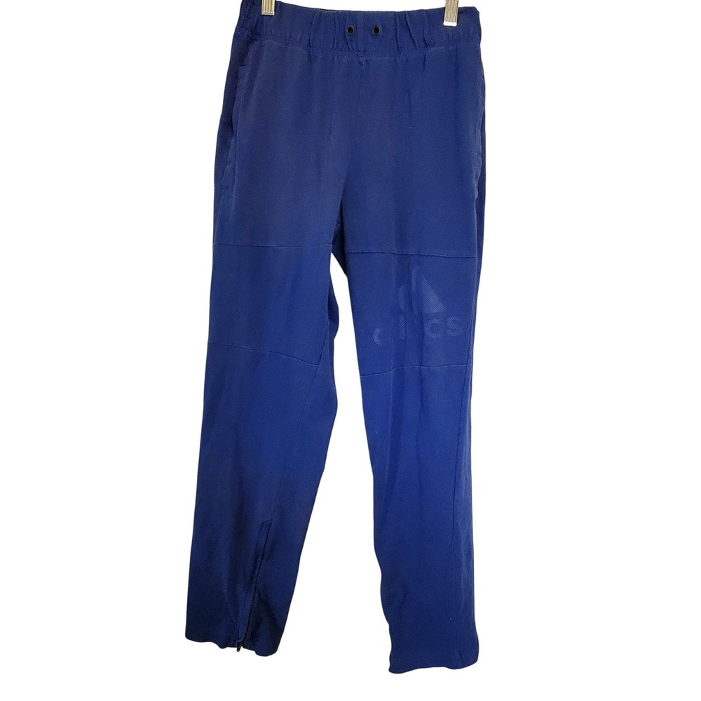 Adidas Mens Blue Cotton Blend Joggers Zippered Ankle Cuffs Size M